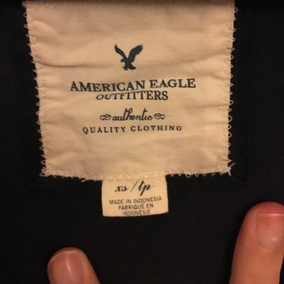 Vintage Y2K AEO Navy Split Neck Popover Hoodie - Picture 2 of 9